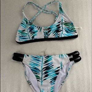 blue leaf bikini set